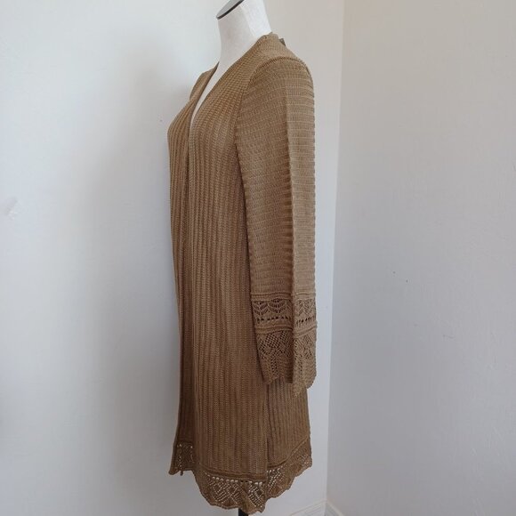 Greige Cardigan Sweater Open Front Long Line NEW Womens XL - Picture 6 of 13